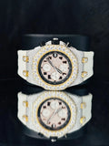 Pink & White Two Tone Multi Chrono Moissanite Watch