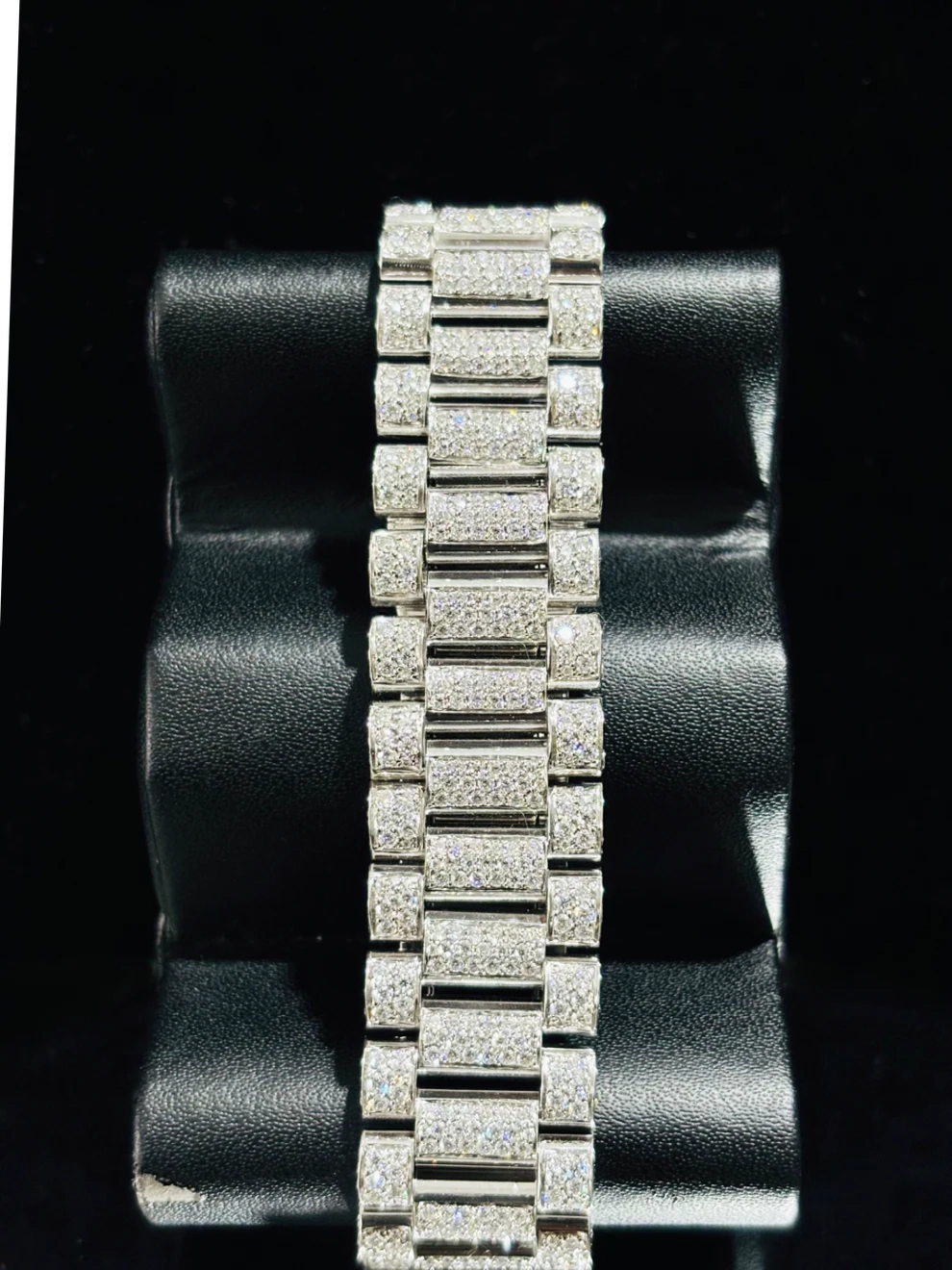 Black Dial Hip Hop Moissanite Diamond Stud Watch
