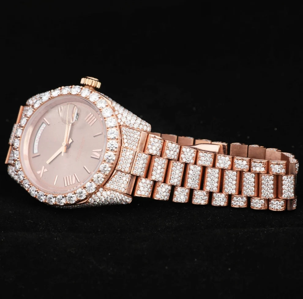 VVS Moissanite Chocolate Dial Hip Hop Iced Out Diamond Watch