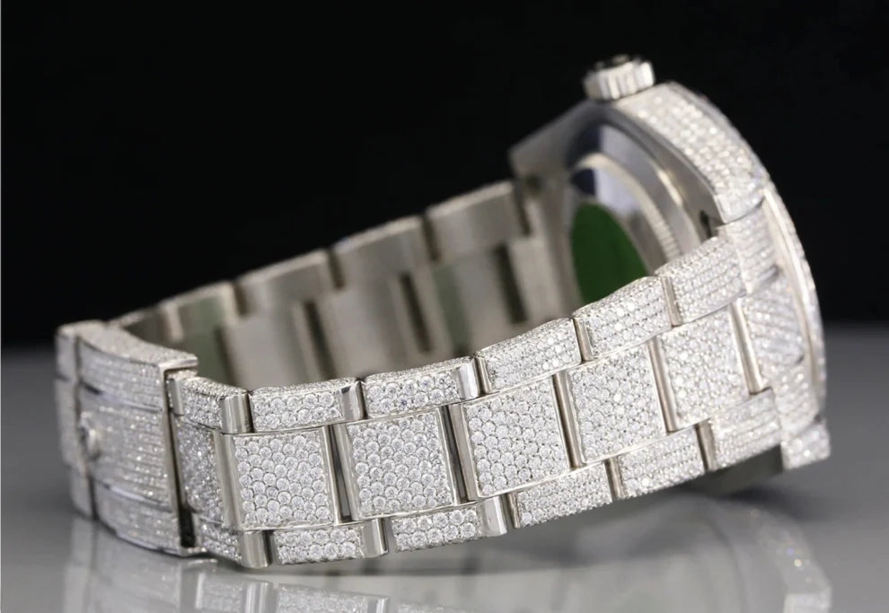 Men's Blue Dial Moissanite Diamond Fully Iced Out Watch For Men