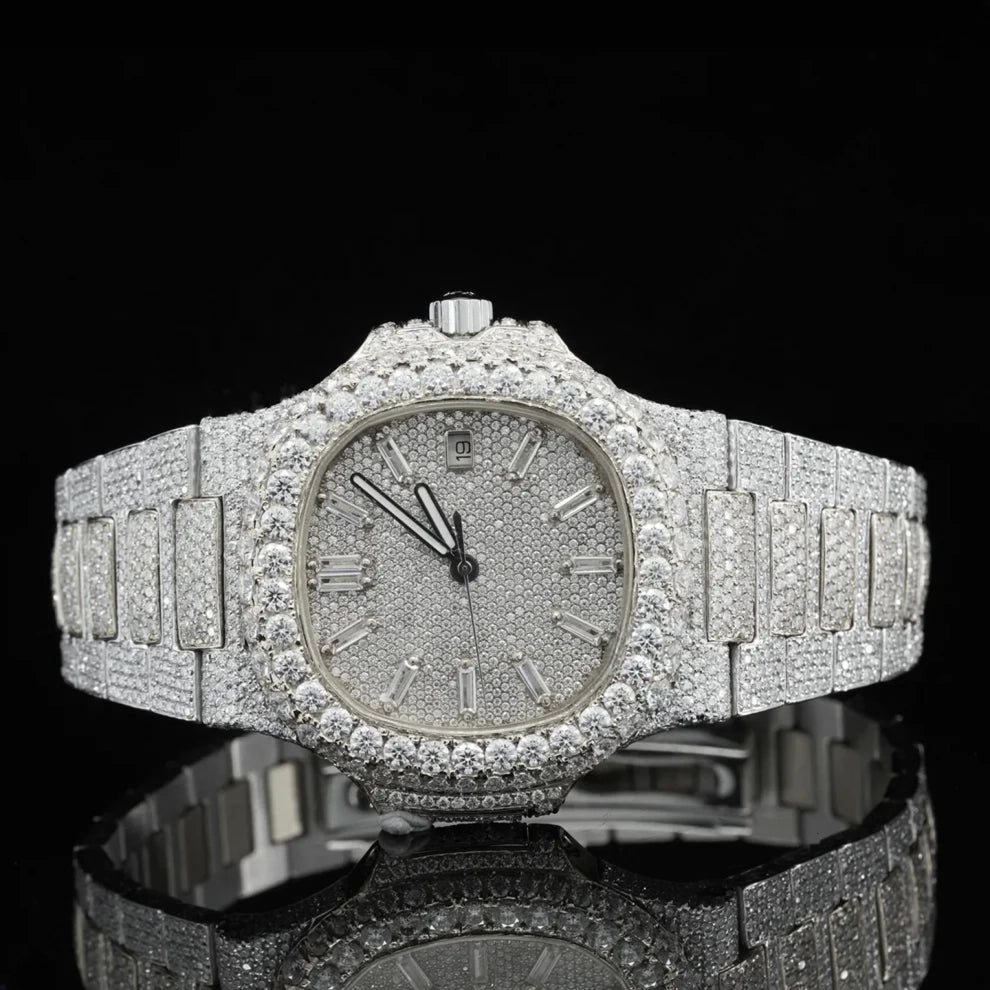 Men's Fully Studded Two Tone Full Diamond Watch For Gift