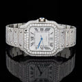White Plain Dial Hip Hop Moissanite Diamond Stud Watch