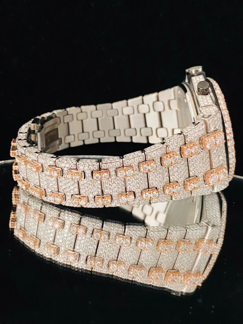 Men's Fully Iced Out Two Tone Multi Dial Moissanite Watch