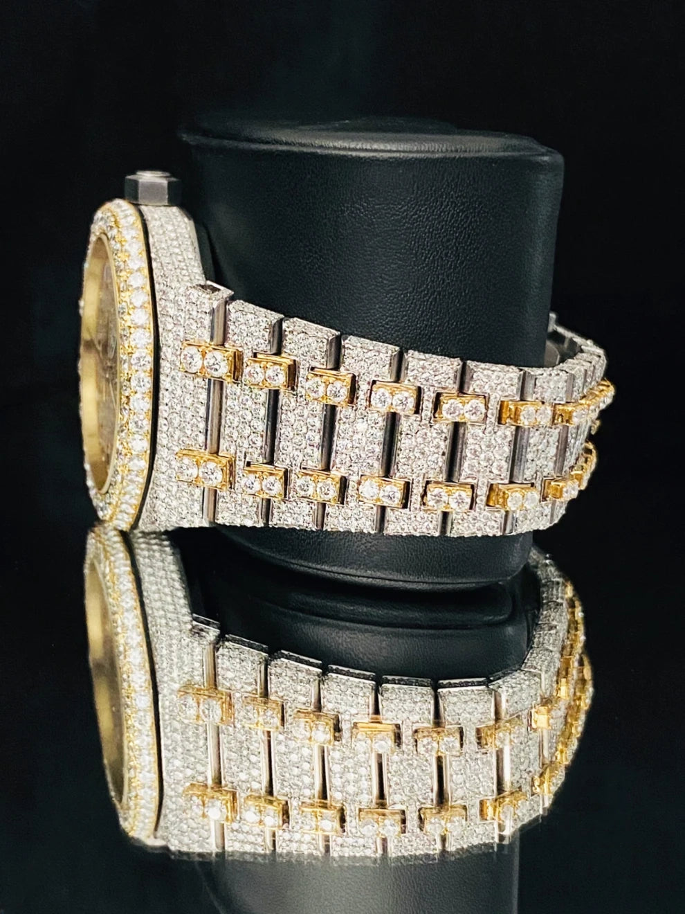 Men's Baguette Bar Fully Studded Rapper Moissanite Watch