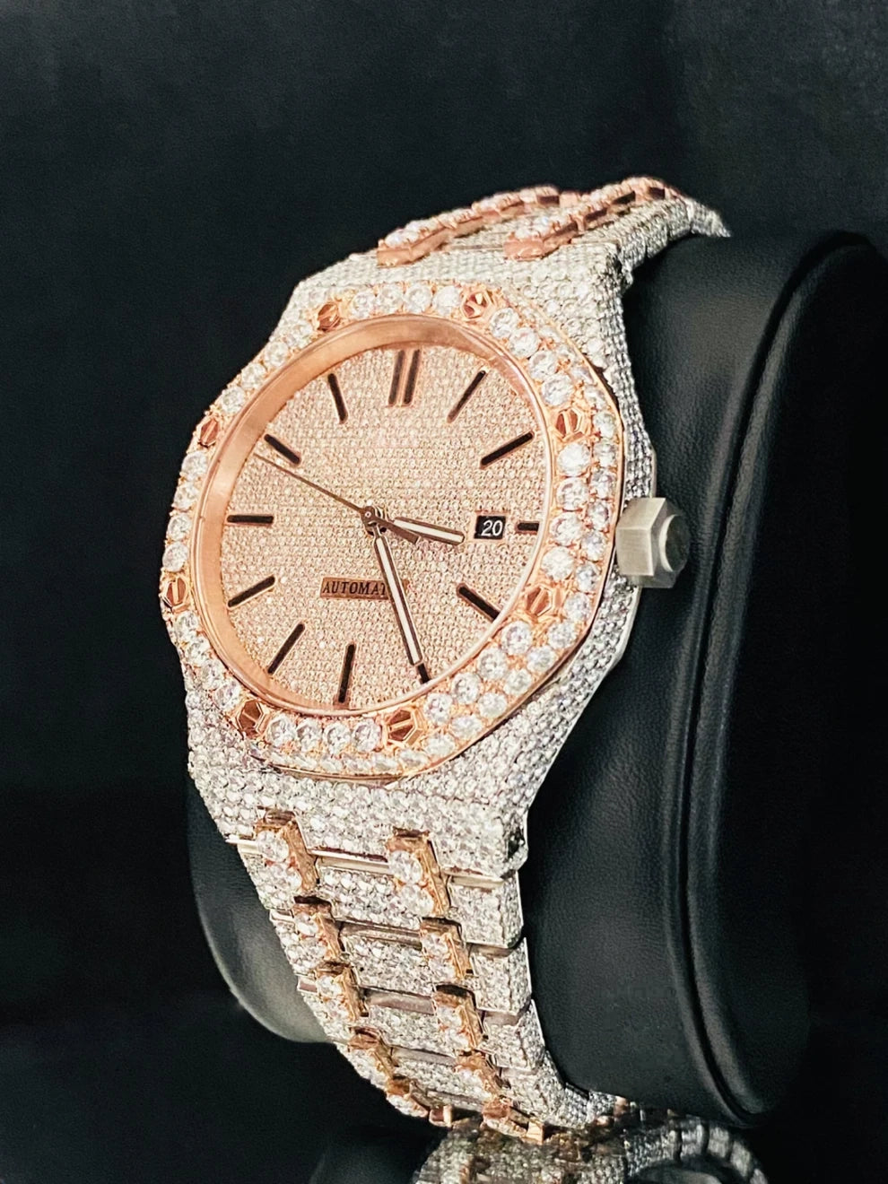 41 MM Dual Tone Fully Studded Hip Hop Moissanite Watch