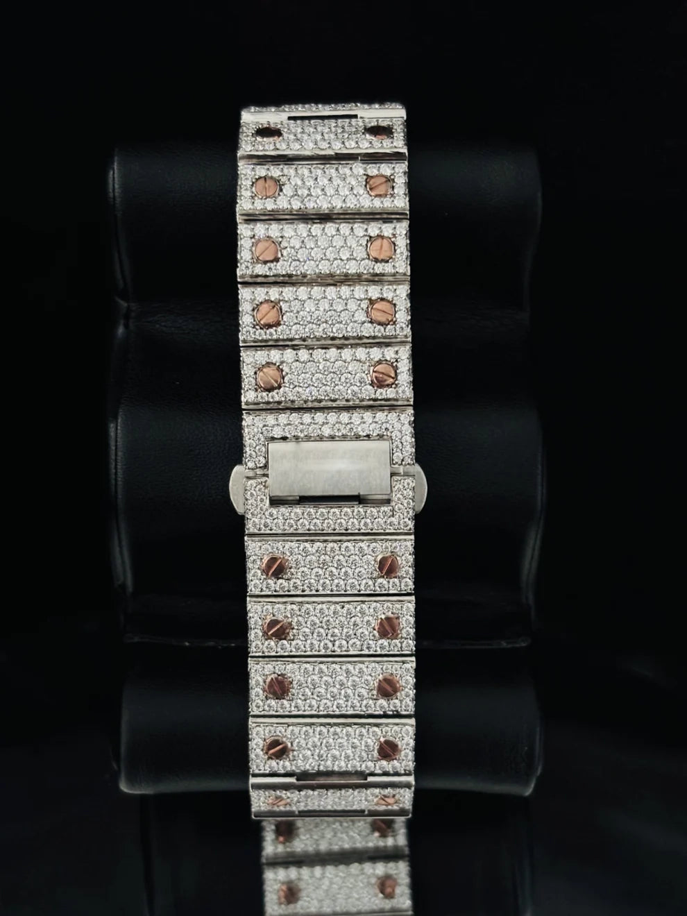 Dual Tone fully Studded Roman Number Moissanite Watch