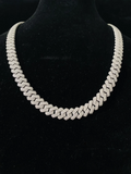 front view of the Diamond prong-set Miami Cuban link chain necklace
