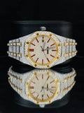 Yellow Gold Plated Red Bar Hip Hop Moissanite Watch