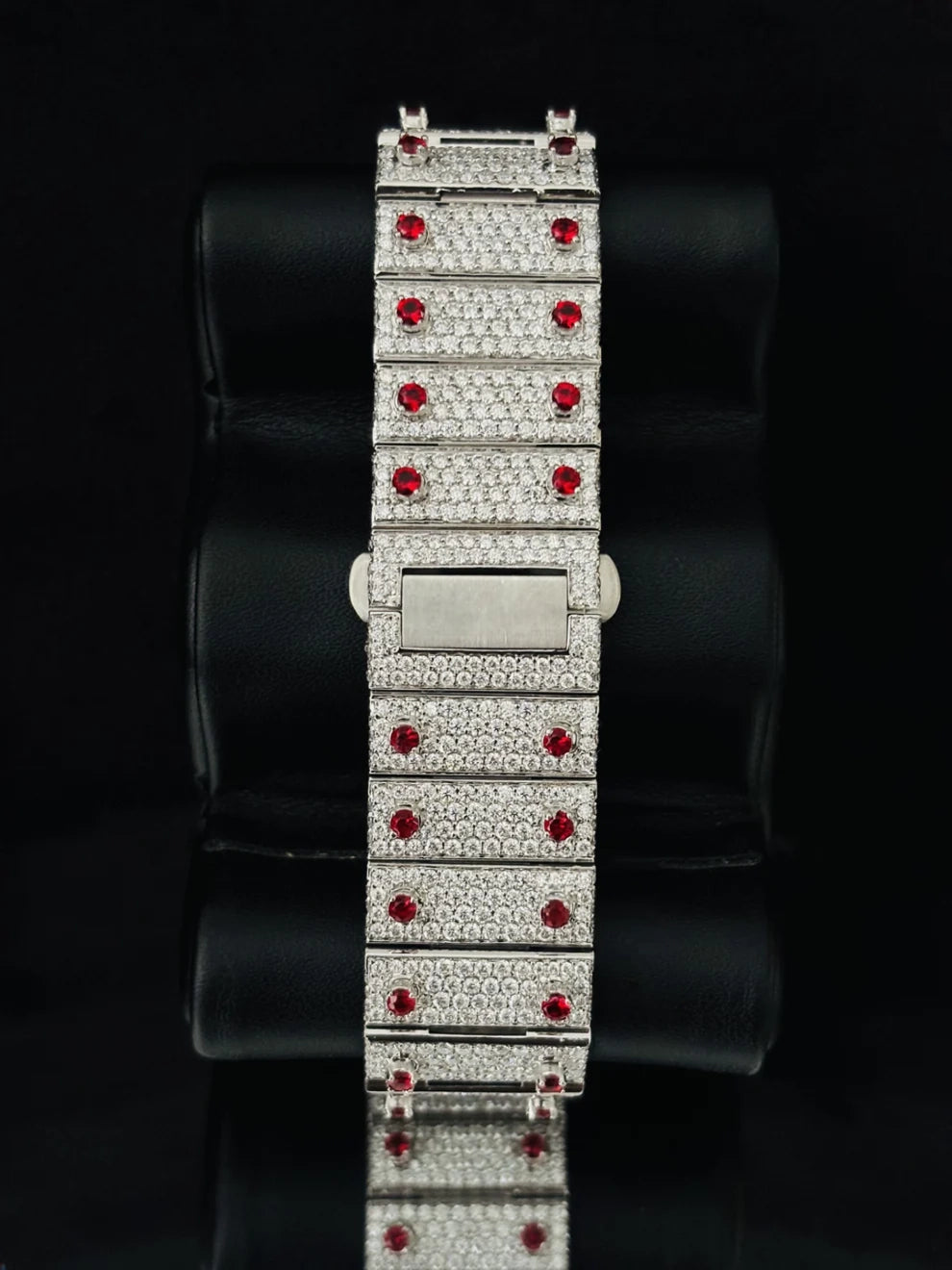 Men's VVS Red Dial Stainless Steel Moissanite Watch