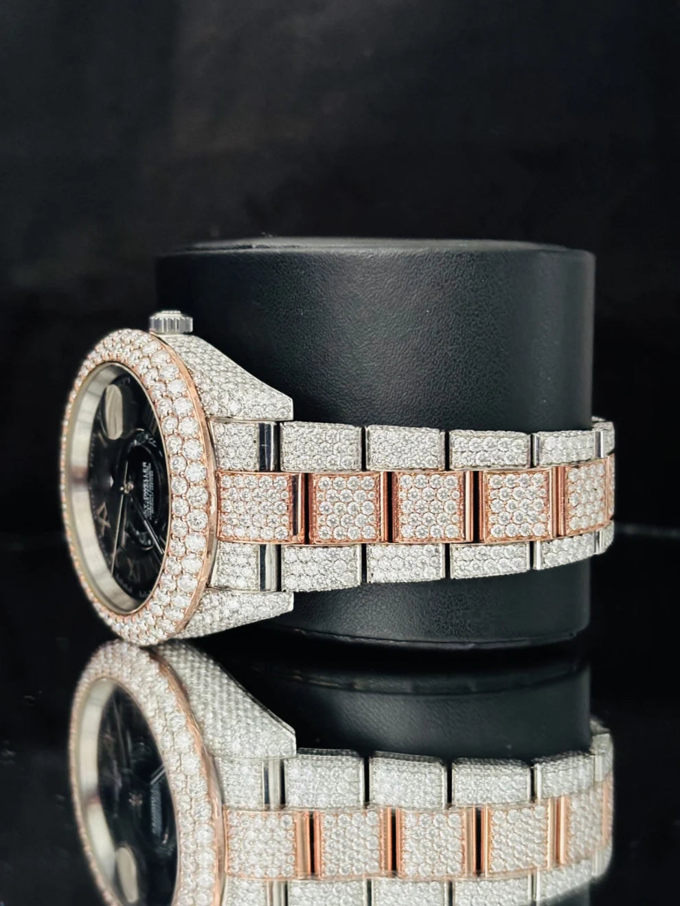 41MM Dual Tone Sky Dweller Iced Out Moissanite Watch