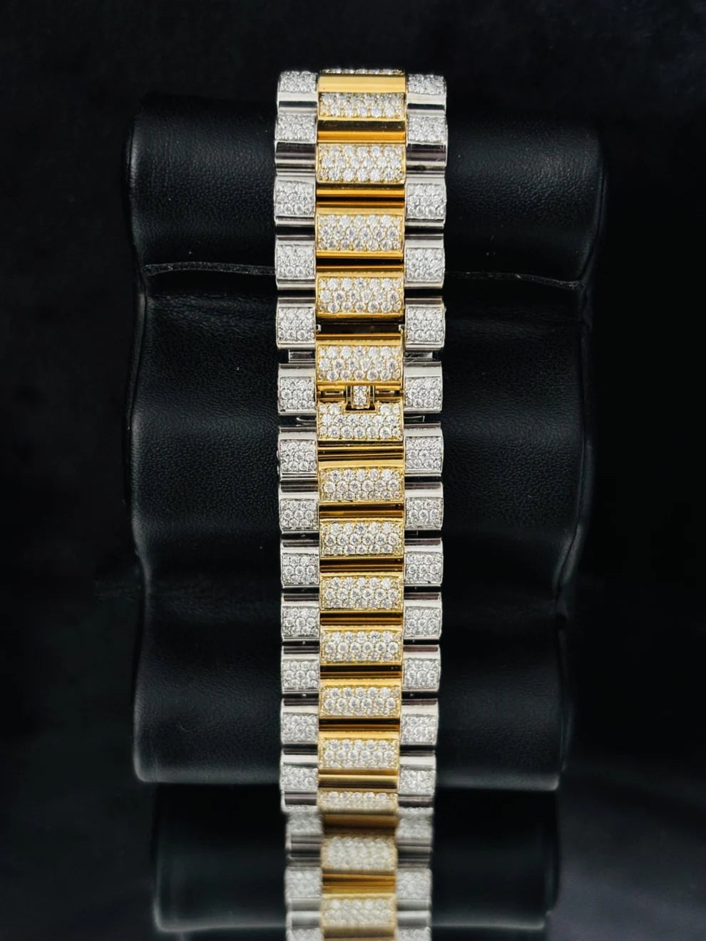 Two Tone Moissanite Watch For Men Presidential Strap