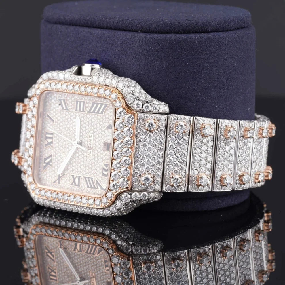 Men's Fully Iced Bust Down Moissanite Diamond Wrist Watch