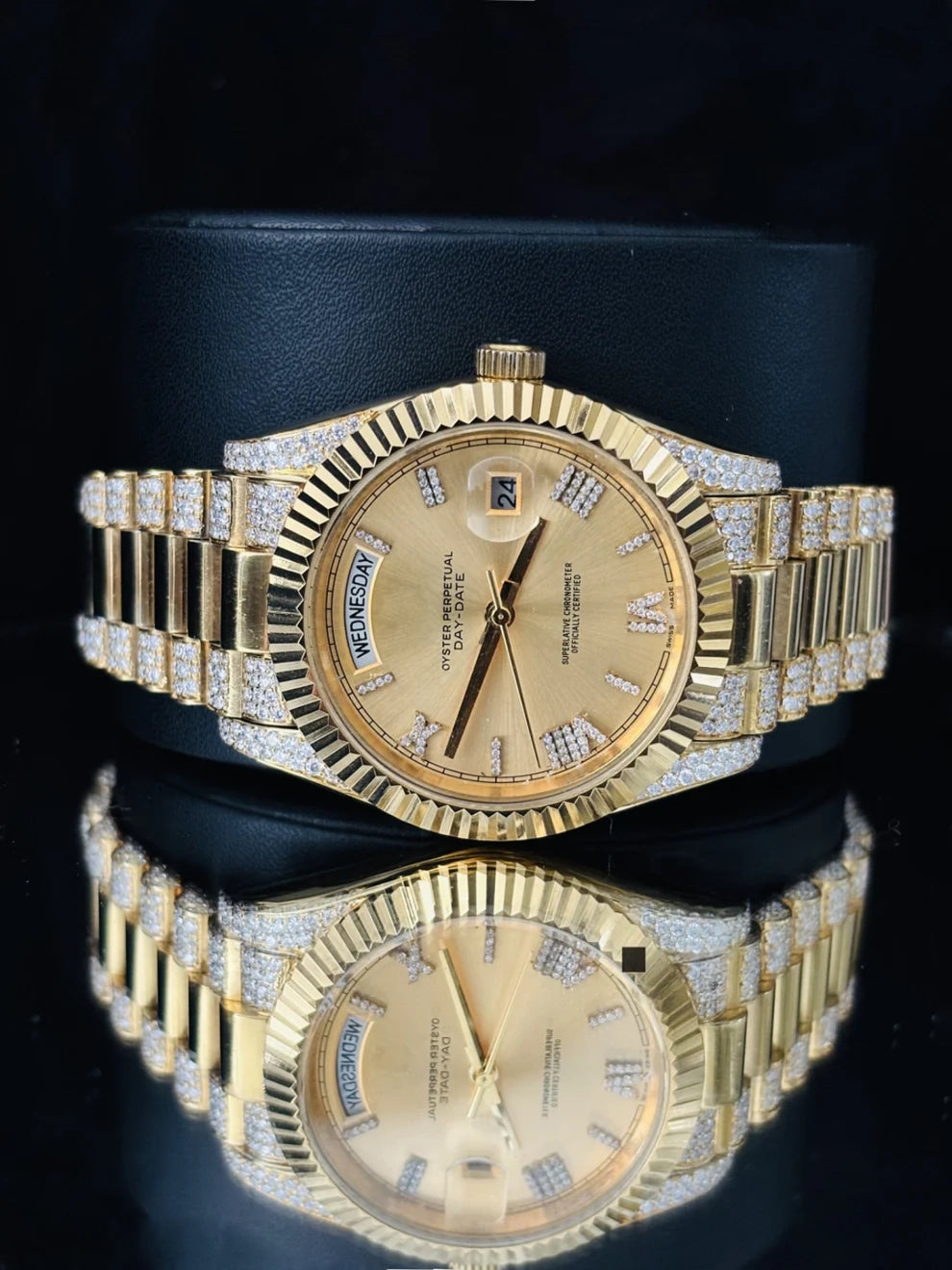 VVS Studded Roman Number Bust Down Moissanite Watch