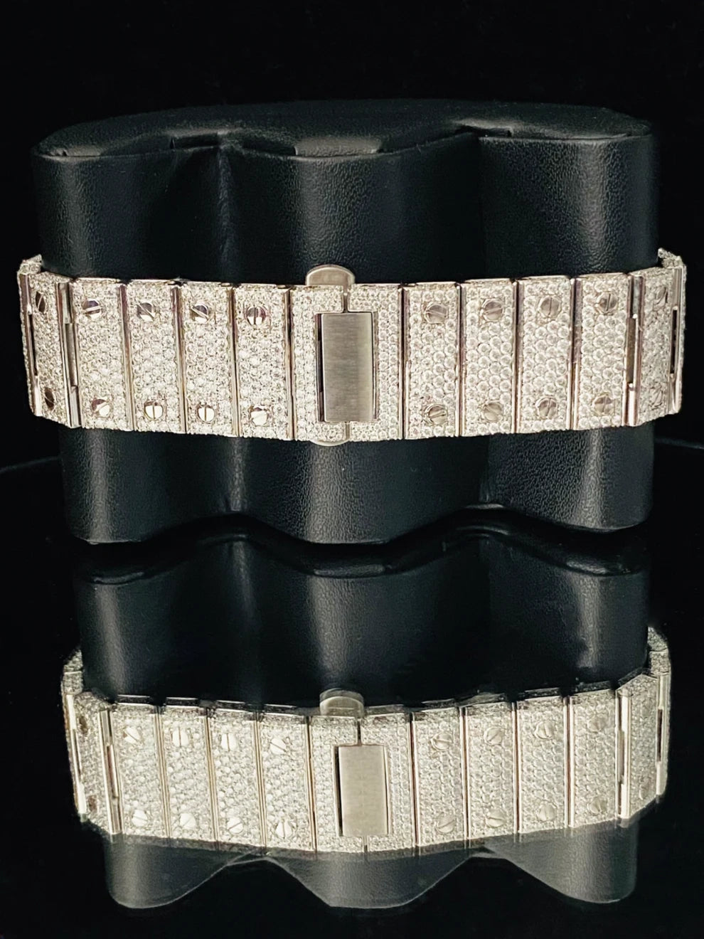 Roman Number Fully Ice Out Moissanite Watch for Men's