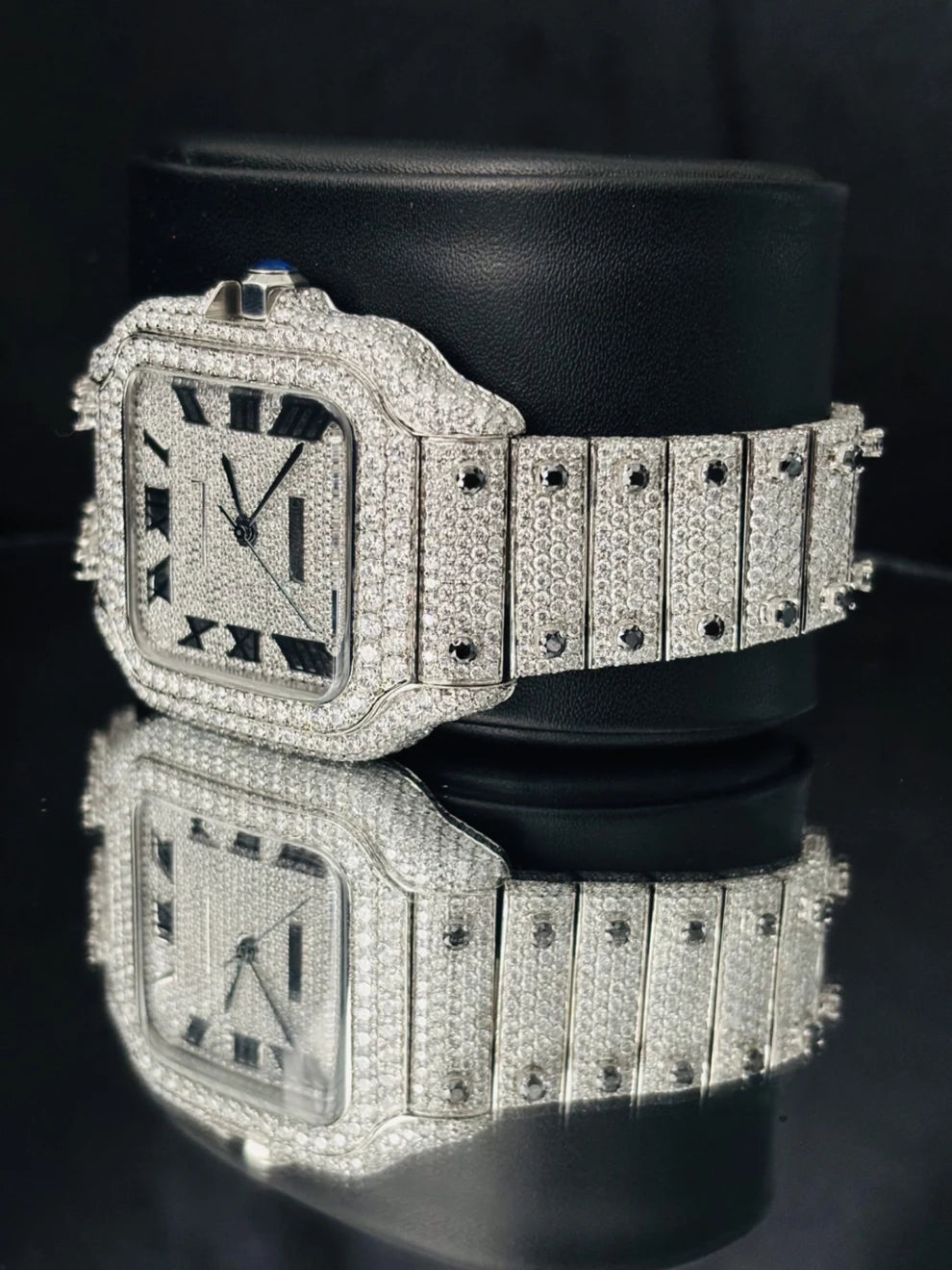 Roman Dial Fully Studded Moissanite Diamond Watch