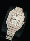 Roman Number Fully Ice Out Moissanite Watch for Men's