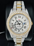 Sky Dweller Dial Roman Numerals Dual Tone Moissanite Watch