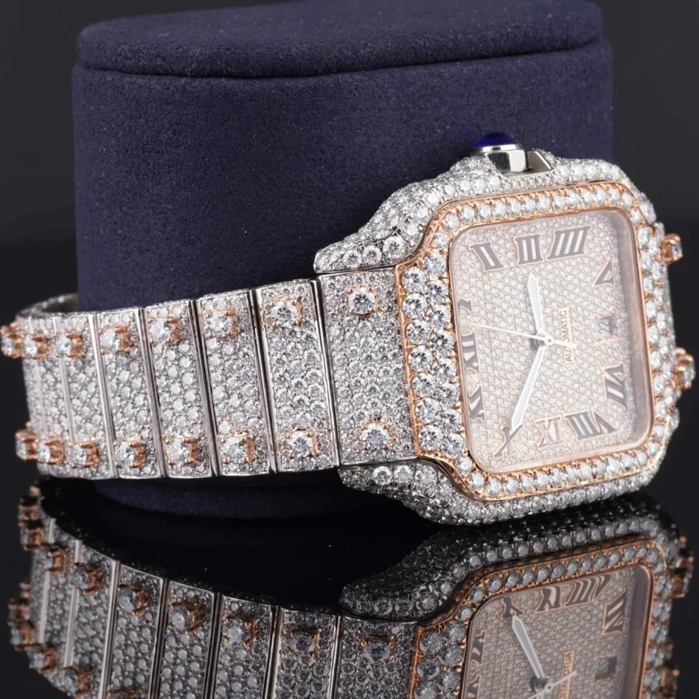 Men's Fully Iced Bust Down Moissanite Diamond Wrist Watch