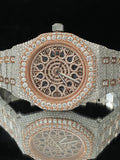 Two Tone Rose Gold Plated Skeleton Dial Moissanite Watch