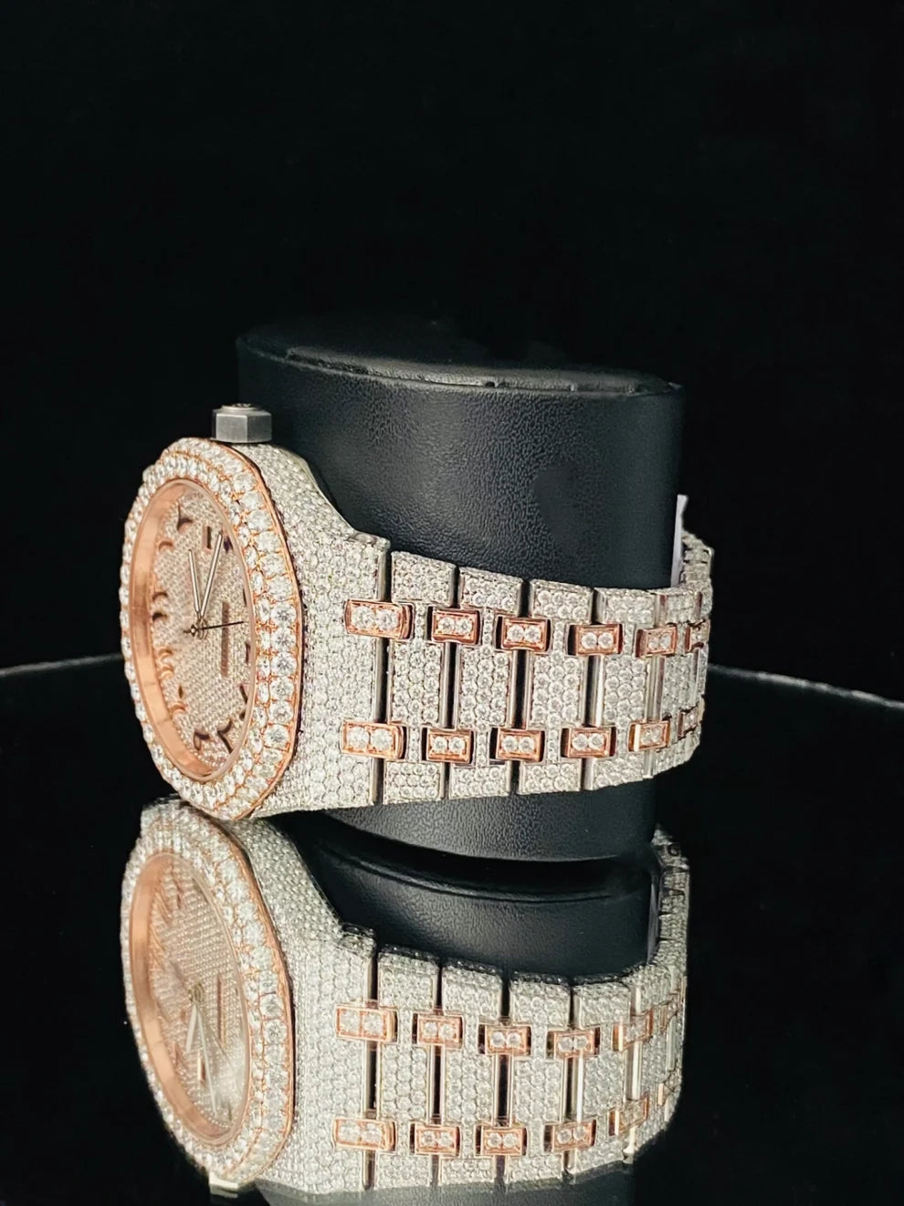 Two Tone Arabic Number Fully Iced Out Moissanite Watch
