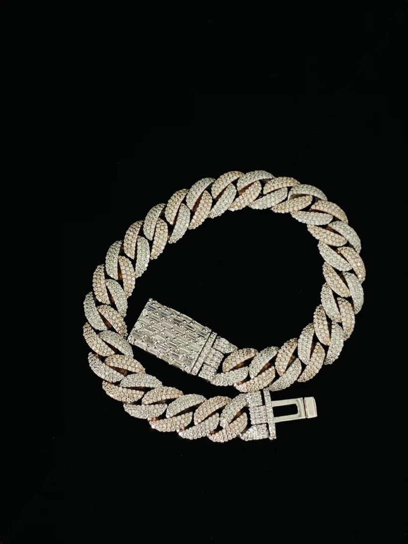 Two-tone Cuban link chain bracelet