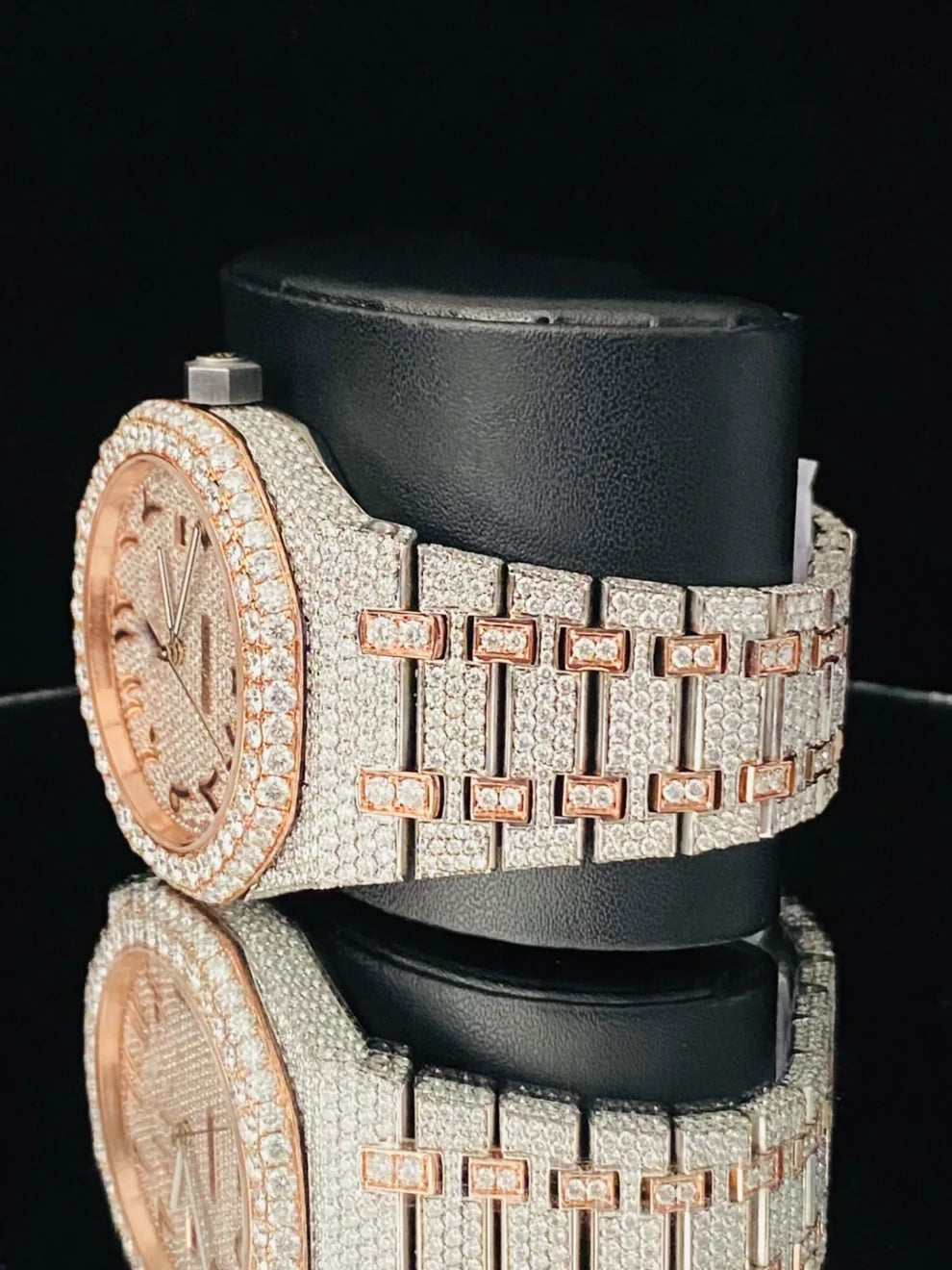 Two Tone Arabic Number Fully Iced Out Moissanite Watch