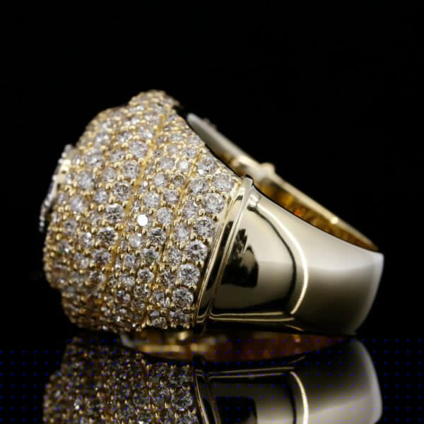 side view of the Men's diamond pave dome signet ring