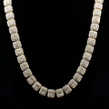 Men's luxury yellow gold tennis chain necklace with square baguette diamond clusters