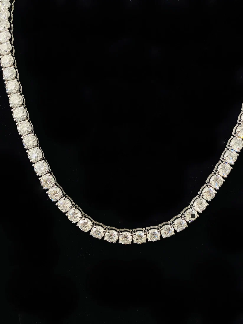 4mm round brilliant diamond tennis necklace for women