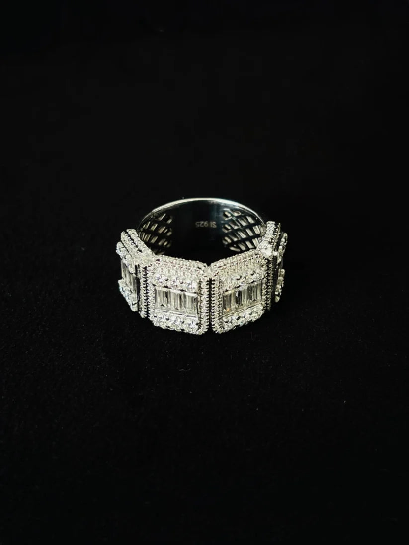 Hip hop style luxury rhinestone band ring for fashion styling inspiration