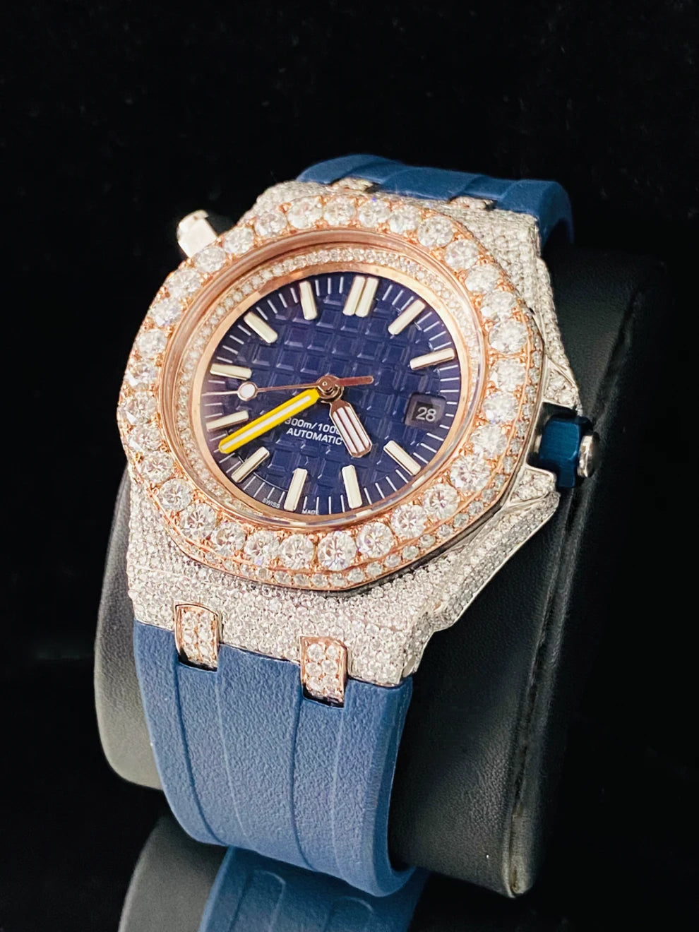 Royal Blue Fully Face Dial Iced Out VVS Moissanite Watch