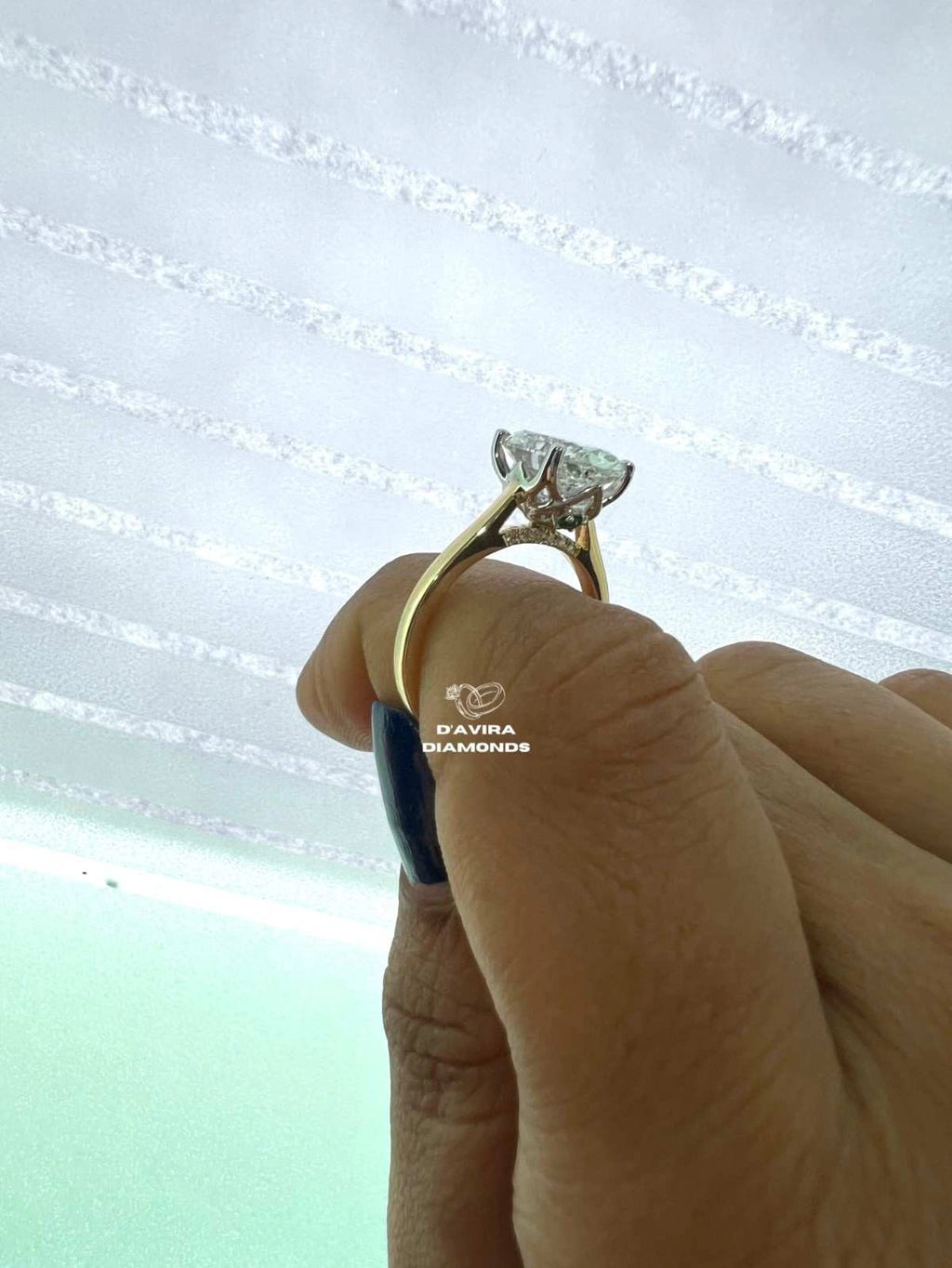 Solitaire Oval Cut Tulip Set Lab Diamond Ring
