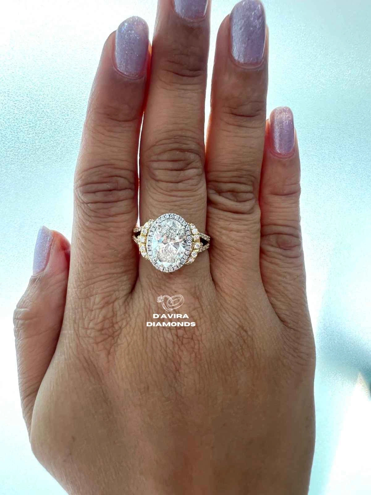 Oval Cut Lab Diamond Halo Engagement Ring