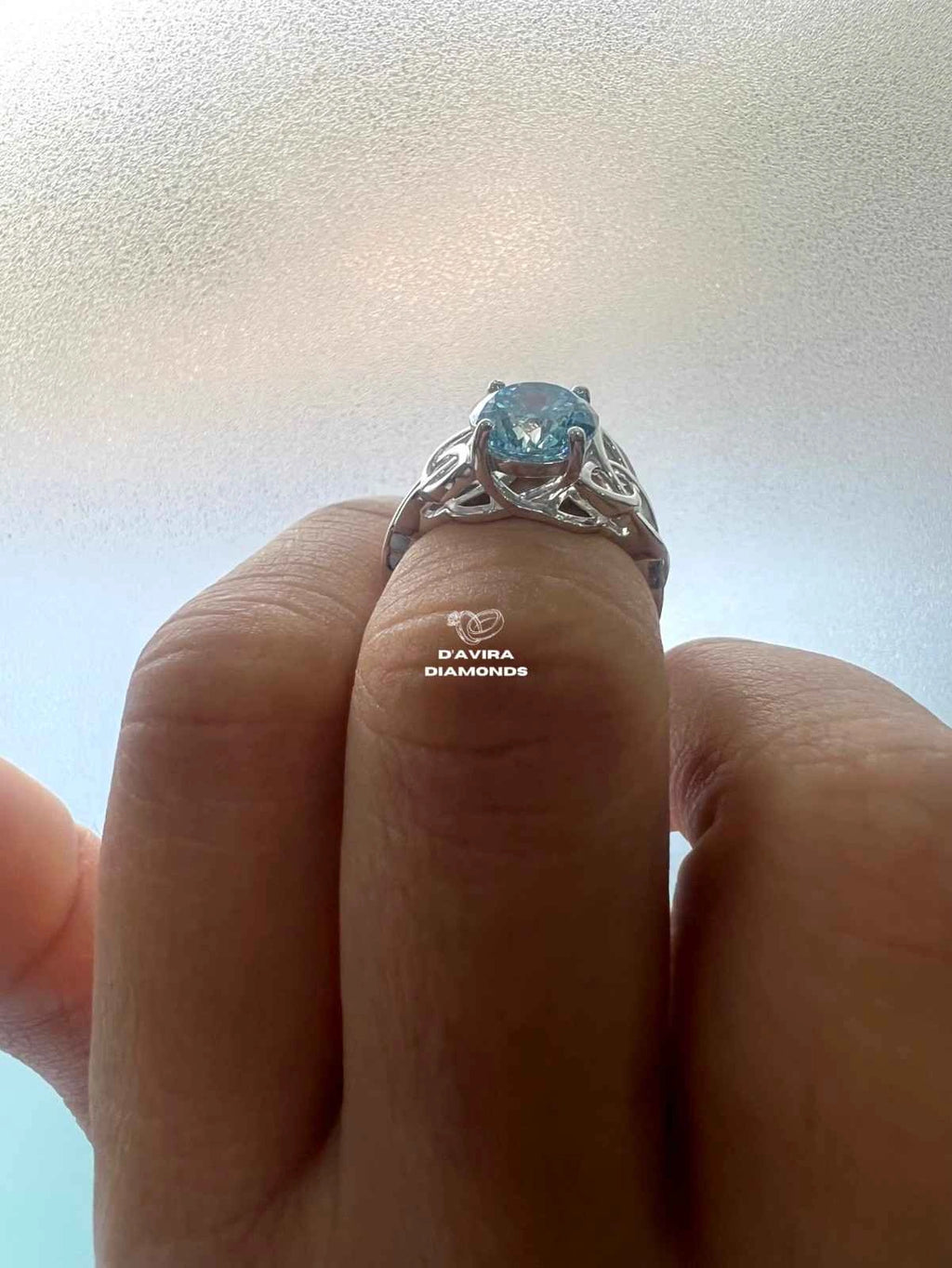 White Gold Wild Stone Round Cut Lab Diamond Ring