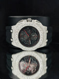 Black Rubber Strap Big Bezel Moissanite Hip Hop Watch