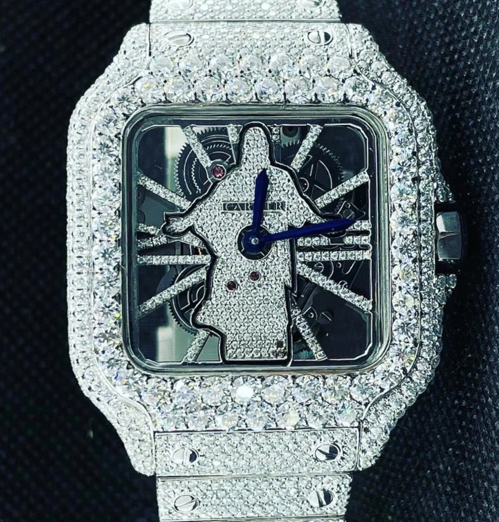 New Style Jesus Face VVS Moissanite Iced Out Skeleton Watch