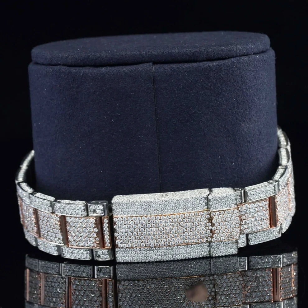 Luxury Two Tone VVS Moissanite Diamond Watch For Men