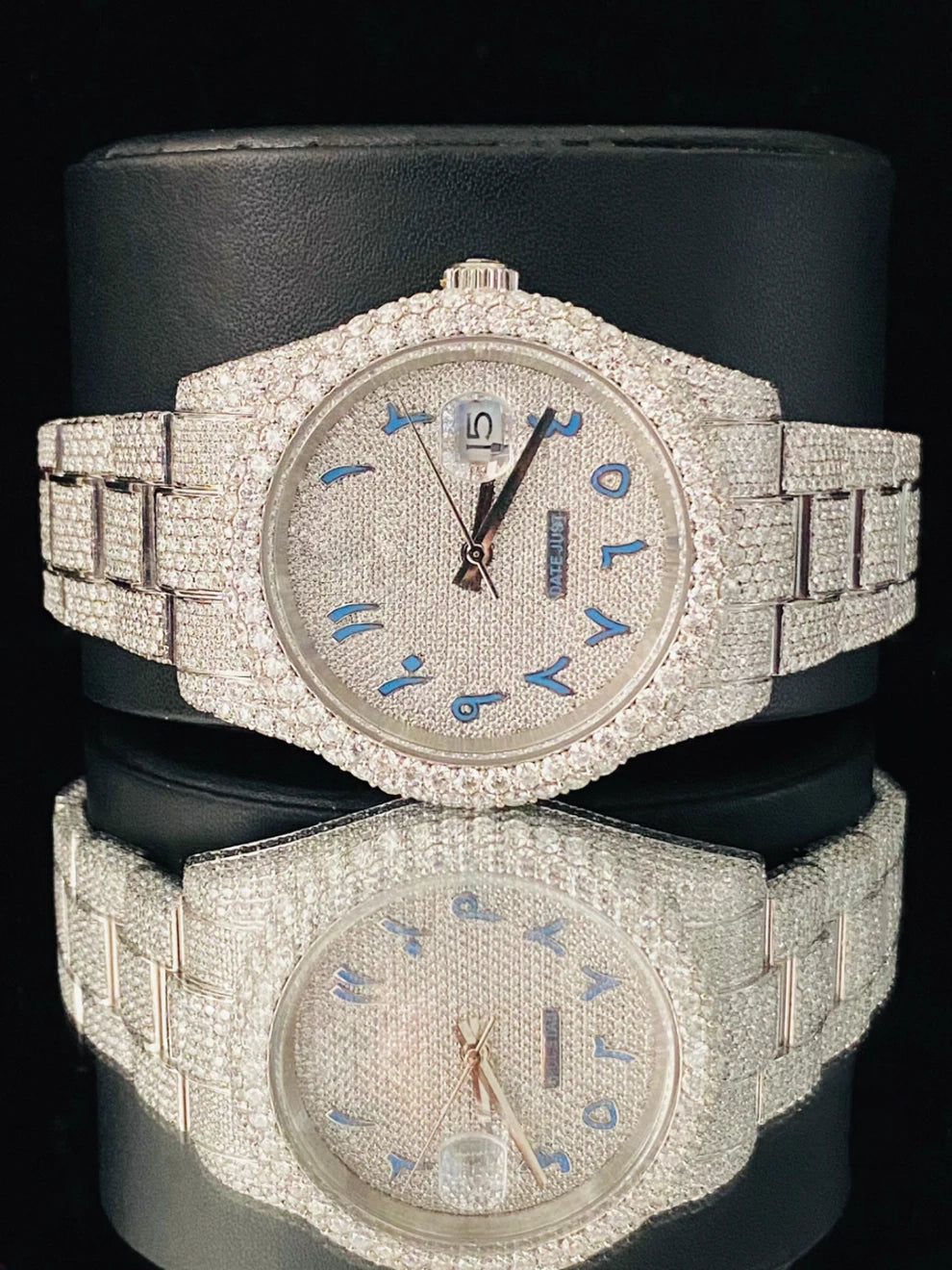 Fully Iced Out Arabic Dial Moissanite Diamond Watch