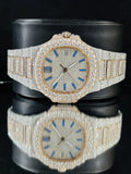 Two Tone Fully Studded Iced Out Moissanite Watch For Men