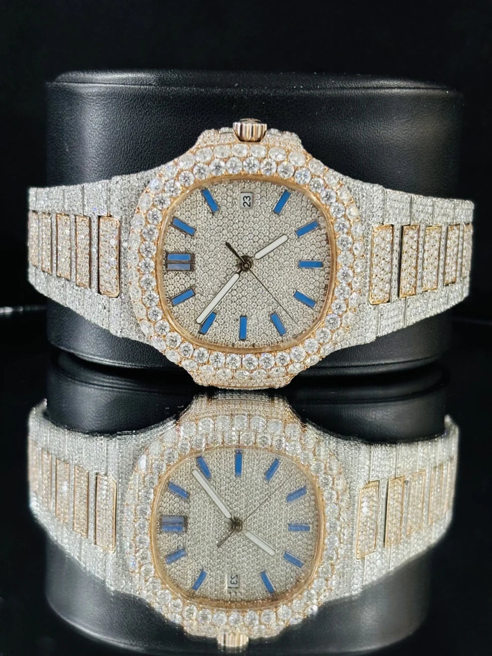 Two Tone Fully Studded Iced Out Moissanite Watch For Men