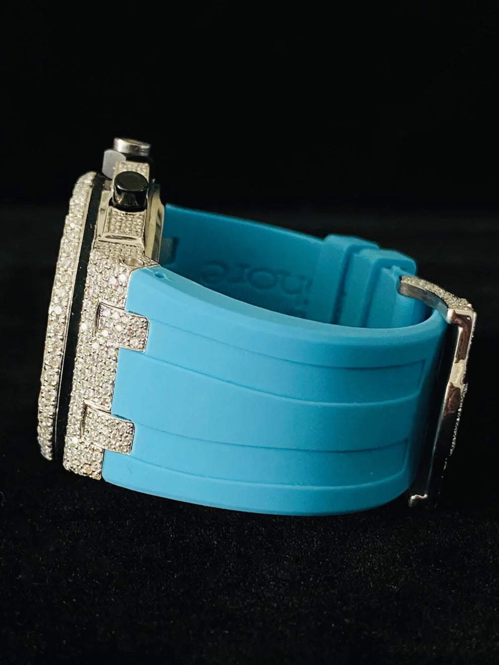 Sky Blue Fully Face Dial Iced Out VVS Moissanite Watch For Men