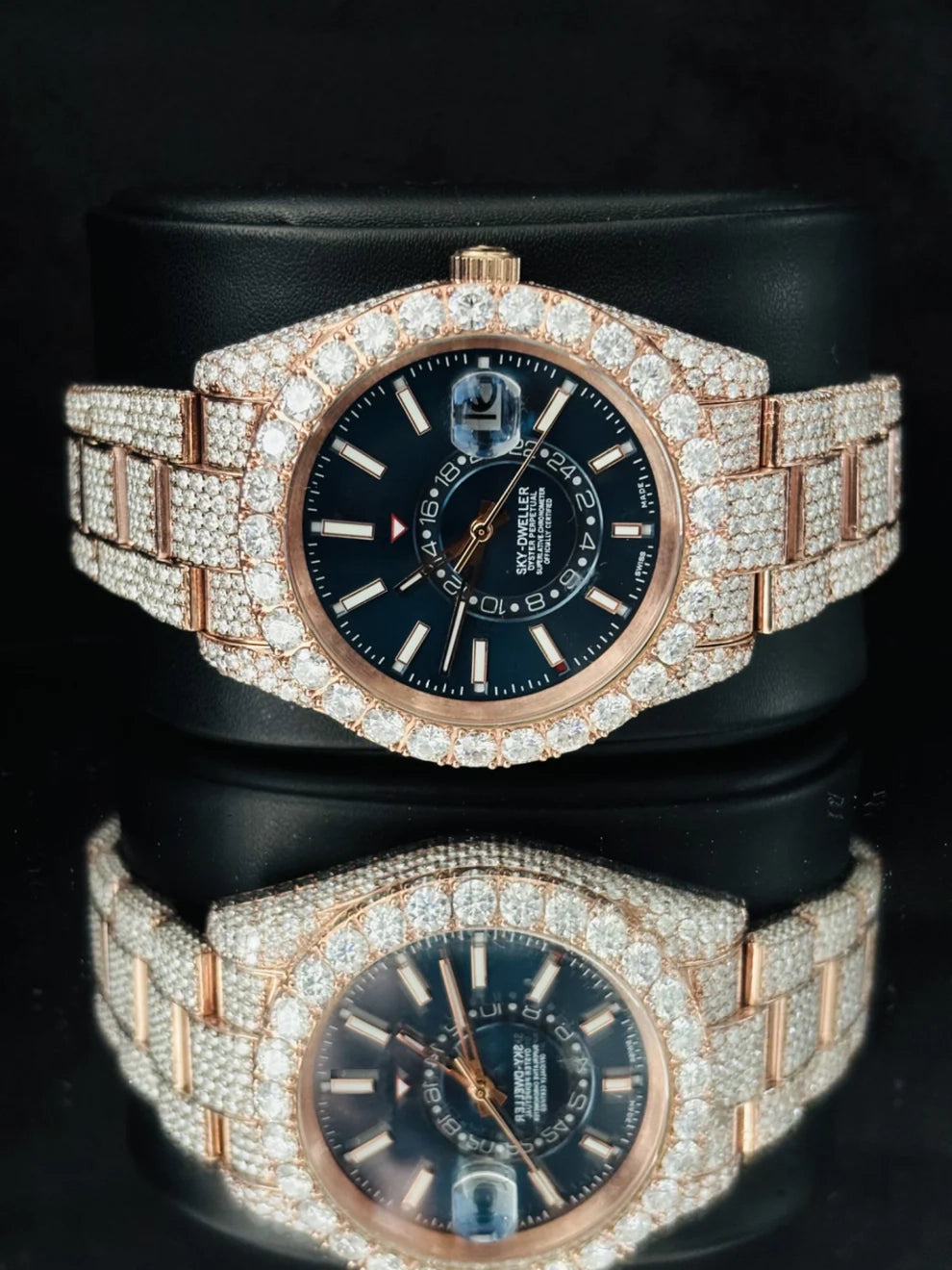 41MM Sky Dweller Big Bezel Stainless Steel Moissanite Watch