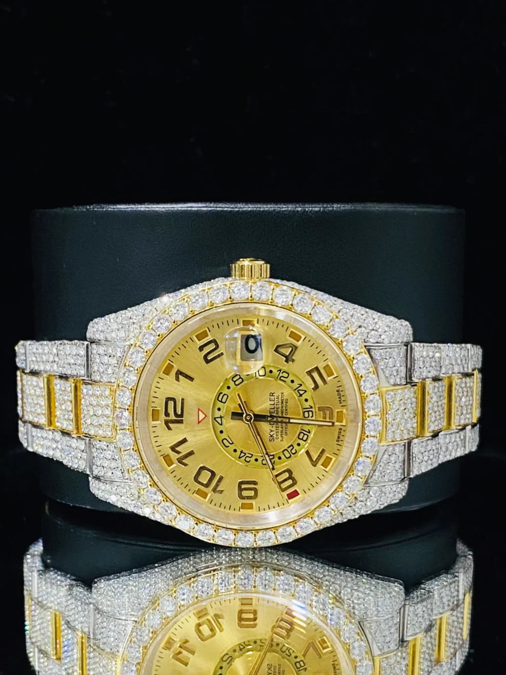 Sky Dweller Dual Tone Bust Down Moissanite Watch