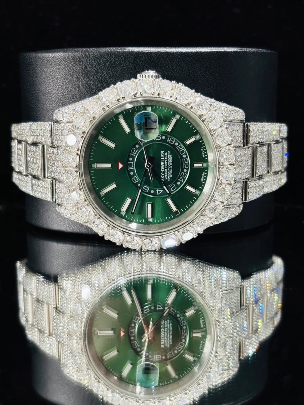 41MM Olive Green Sky Dweller Dial Moissanite Watch