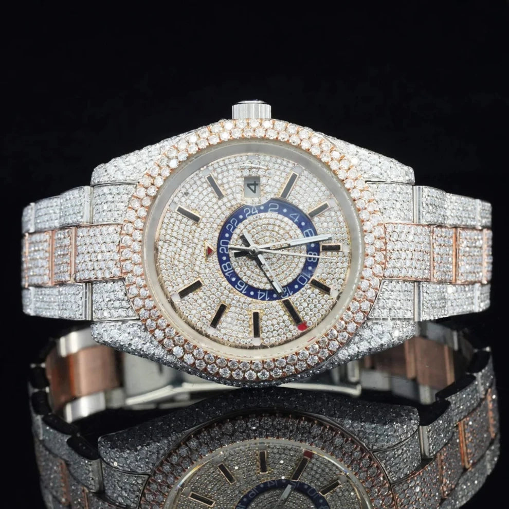 Luxury Two Tone VVS Moissanite Diamond Watch For Men