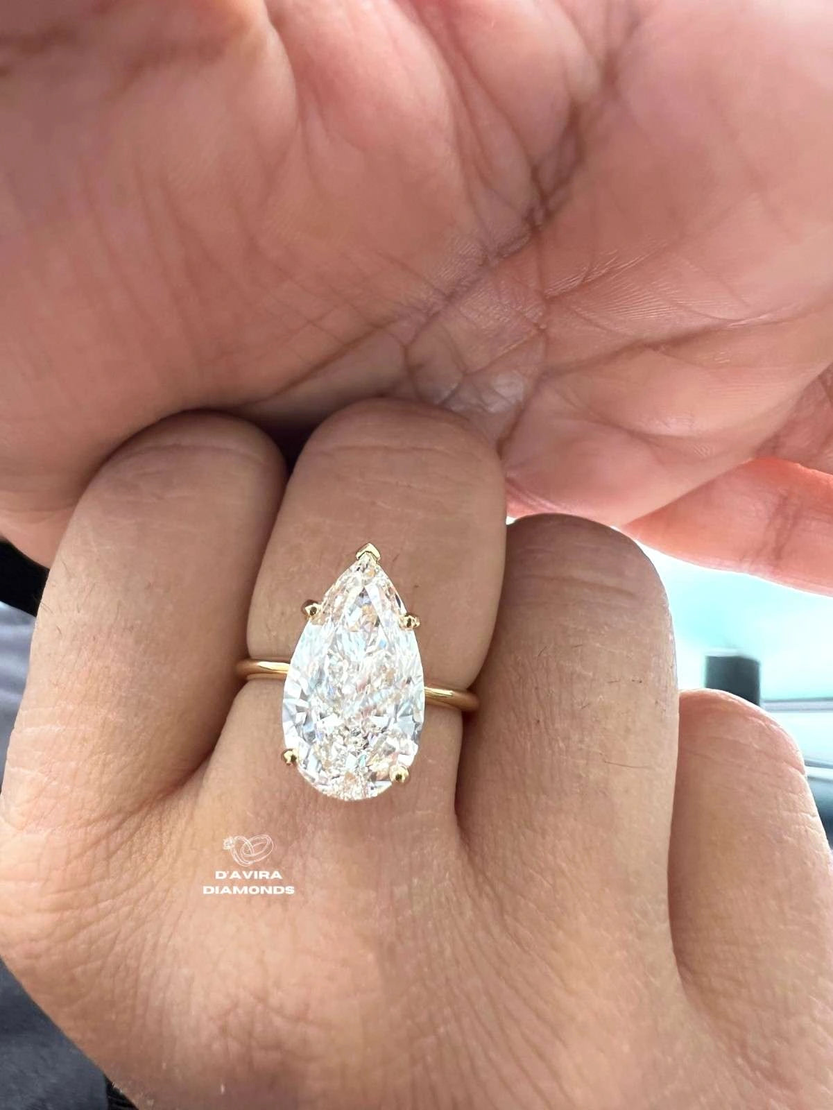 Pear Cut Hidden Halo Anniversary Ring