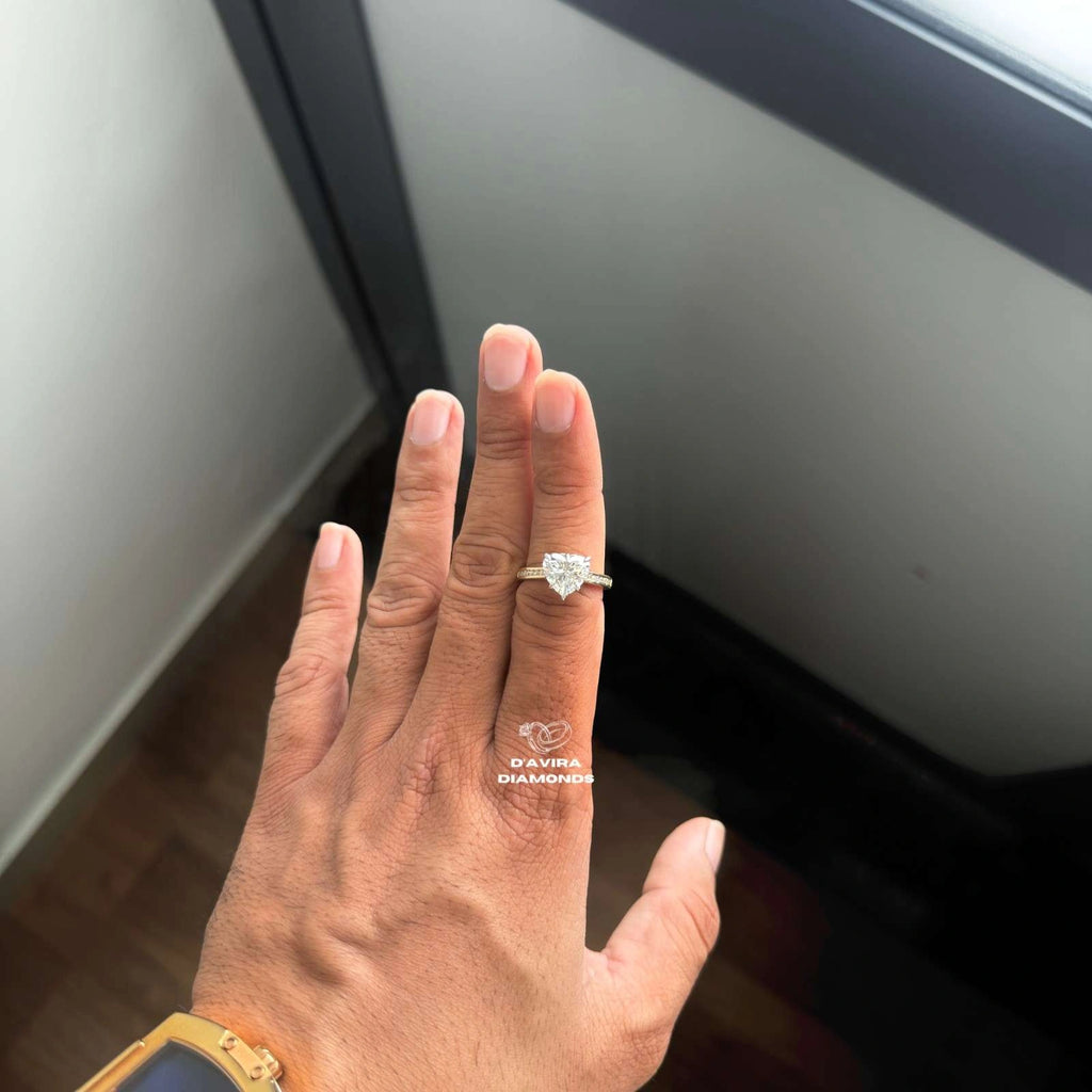 Heart Cut Lab Grown Diamond Channel Set Ring