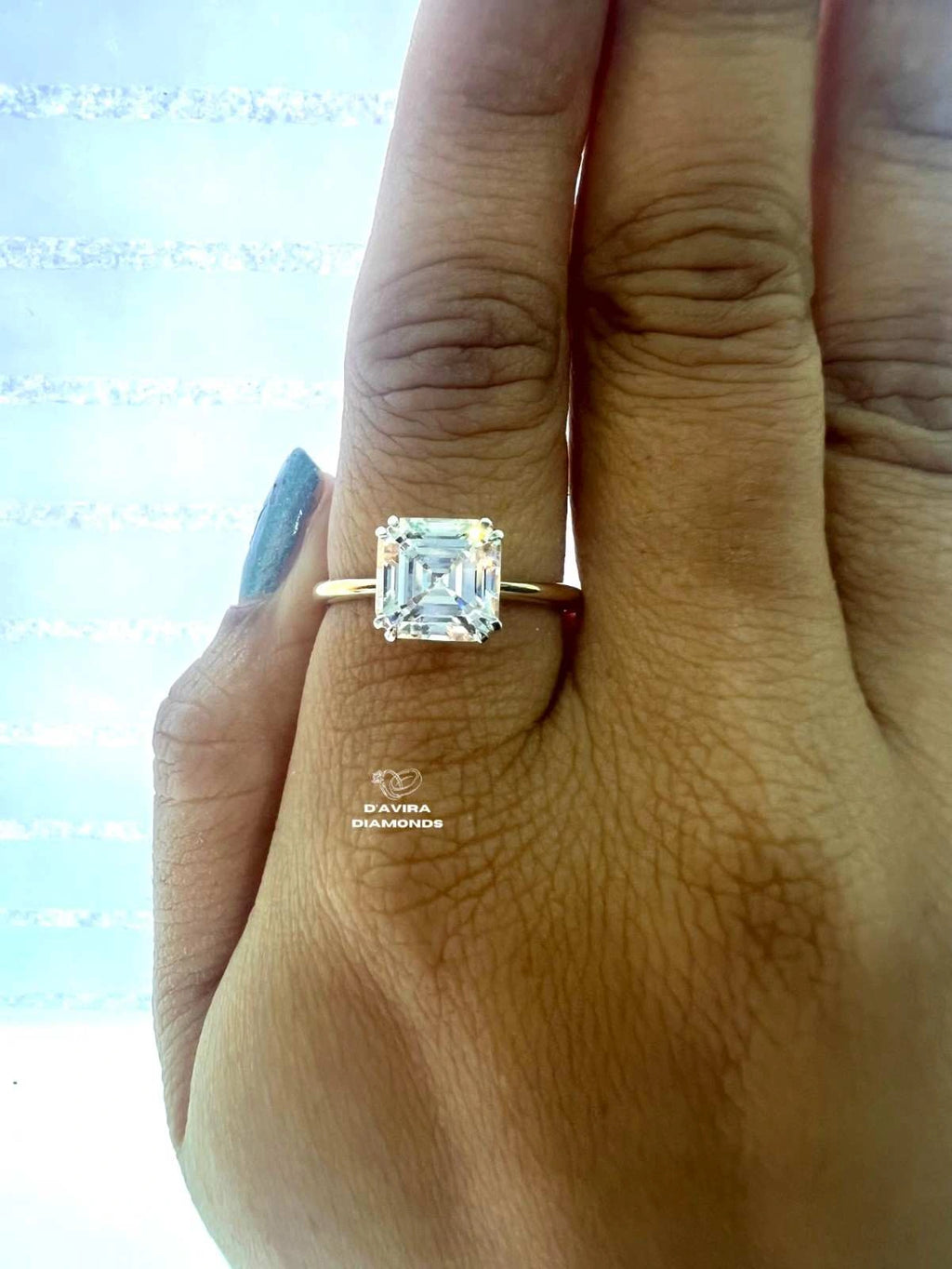 Asscher Cut Solitaire Diamond Engagement Ring