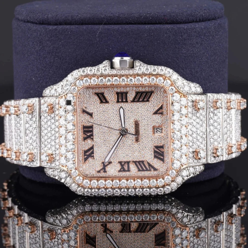 Men's Fully Iced Bust Down Moissanite Diamond Wrist Watch