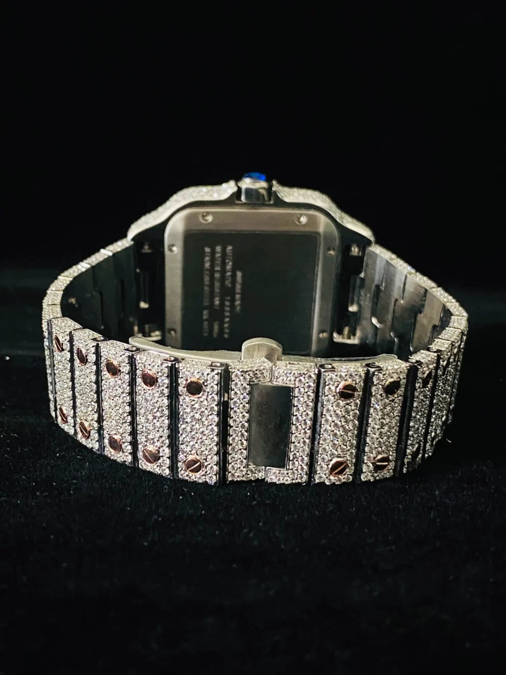 Classic Fully Iced Out Two Tone Roman Dial Moissanite Watch